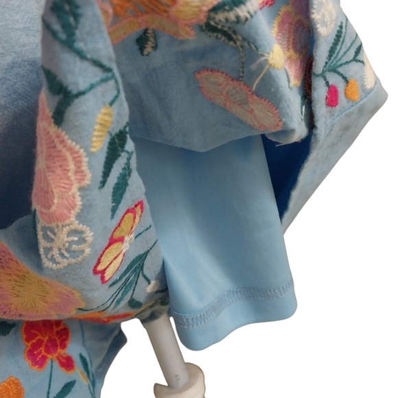 NWT Savanna Jane Blue Floral Embroidered Shorts Romper Womens Size 2X Boho - Picture 8 of 9